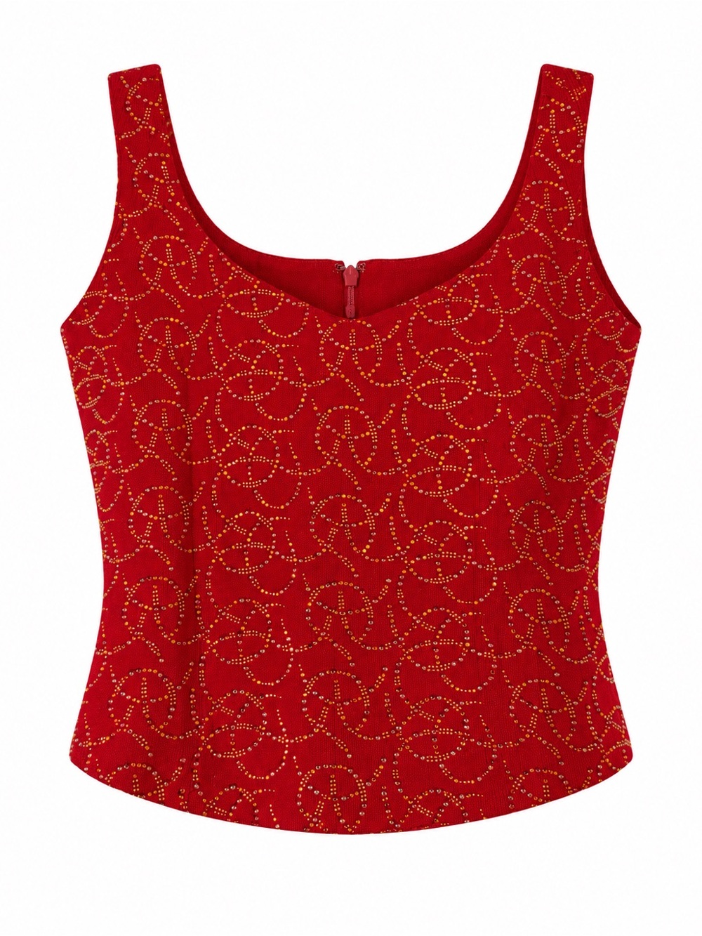 St. John Evening Red Rhinestone Embellished Knit Tank Top Size 6